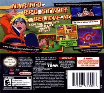 Naruto - Path of the Ninja (USA) box cover back